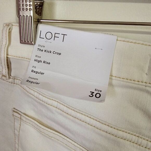 NWT LOFT WHITE/CREAM THE KICK CROP HIGH RISE PANT SIZE 30 - Picture 10 of 15